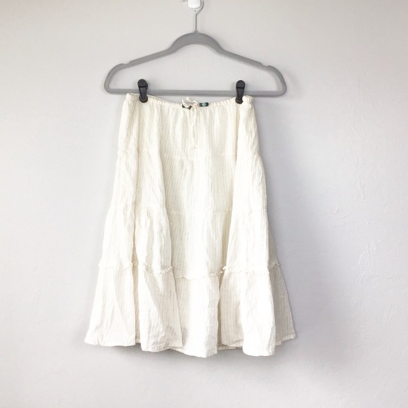 Old Navy Other - Old Navy Boho White & Gold Skirt W/ A Bow & Beads